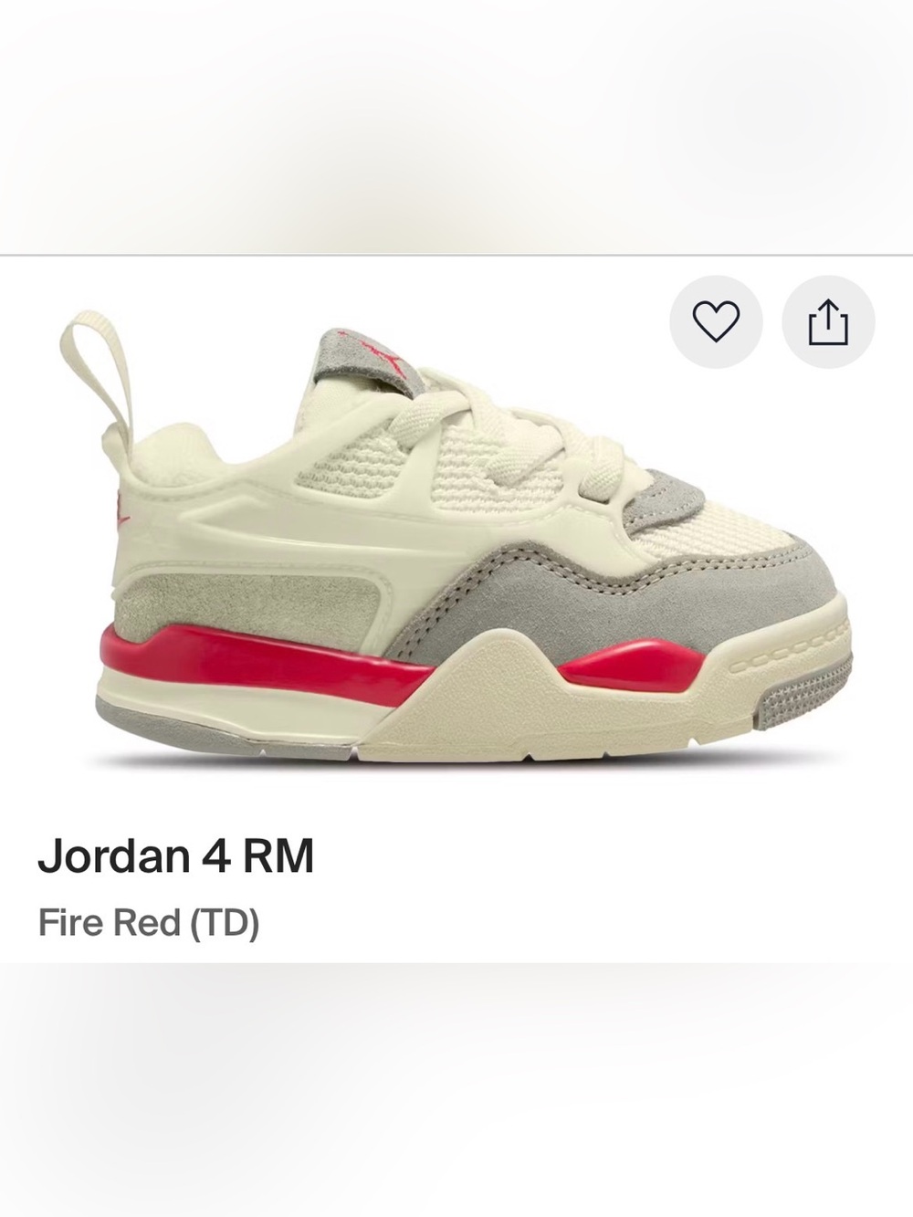 Jordan 4 RM Fire Red - Toddler 5